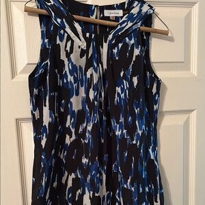 Calvin Klein Black and Blue Patterned Dress